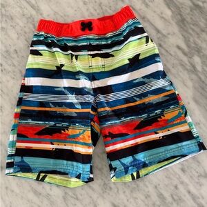 Wonder Nation Multicolor Swim Shorts with Red Waistband 8